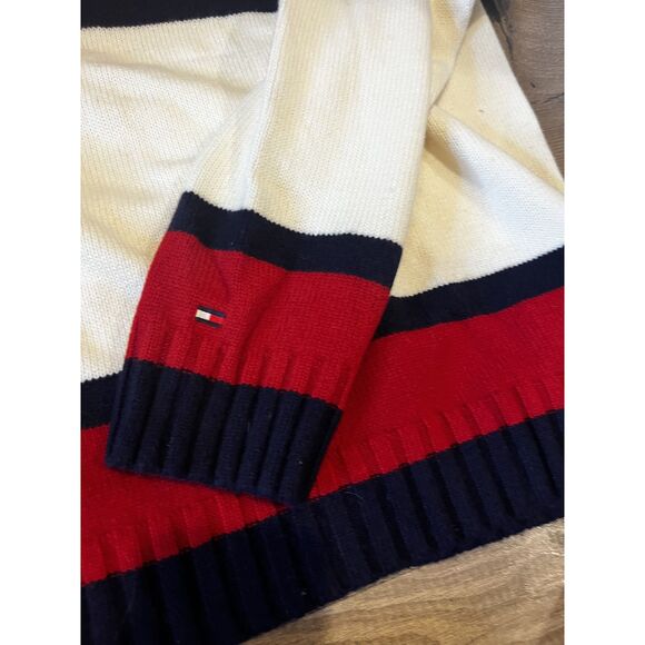 Vintage Tommy Hilfiger Cream and Red V-Neck Sweater- XL - Picture 7 of 10